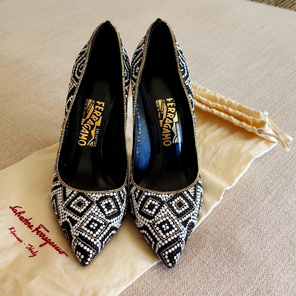 Salvatore Ferragamo Fiore Mosiac Embellished heels